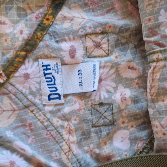 TALL Duluth Trading XL TALL Heirloom Overalls Rose Olive Fall Floral Fairycore - Picture 4 of 11